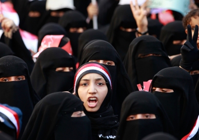 Yemeni women in the "Arab Spring" demonstrations that peacefully toppled a 33-year dictatorship